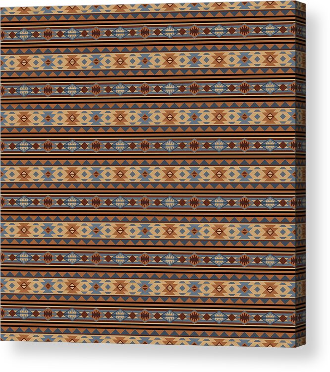 Southwest Pattern Acrylic Print featuring the painting Southwest Design Orange Gray by Crista Forest