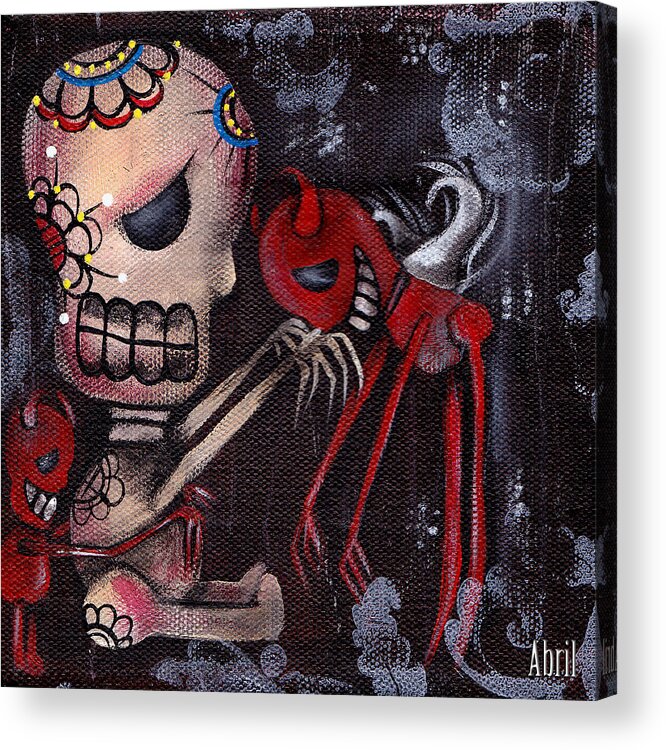 Day Of The Dead Acrylic Print featuring the painting Special Friends by Abril Andrade