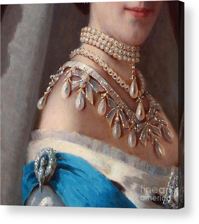 Danish Princess Acrylic Print featuring the painting Historical fashion, royal jewels on Empress of Russia, detail by Tina Lavoie