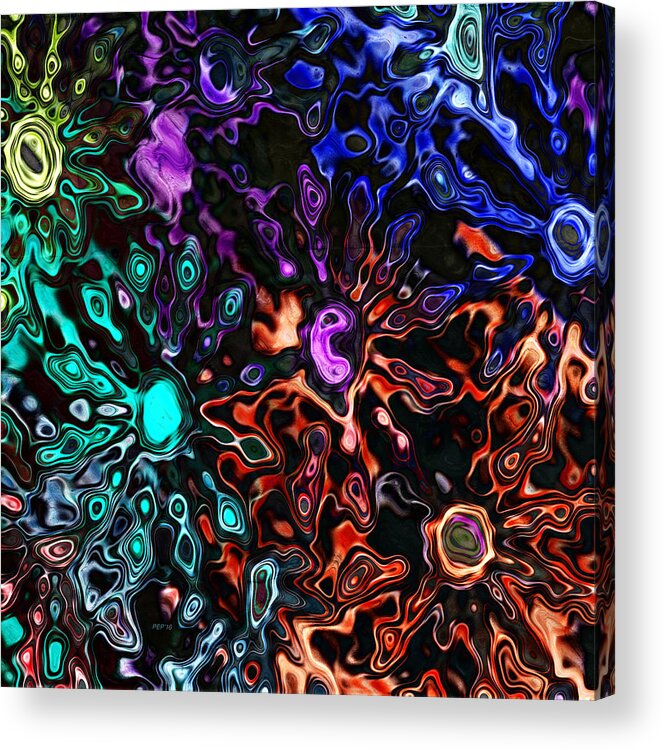 Psychedelic Acrylic Print featuring the digital art Spectral Stars Abstract by Phil Perkins