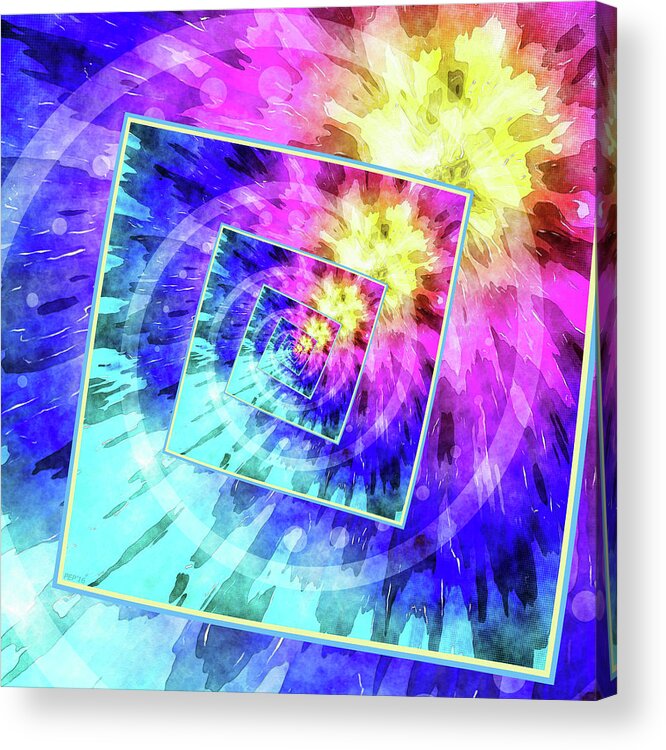 Tie Dye Acrylic Print featuring the digital art Spinning Tie Dye Abstract by Phil Perkins
