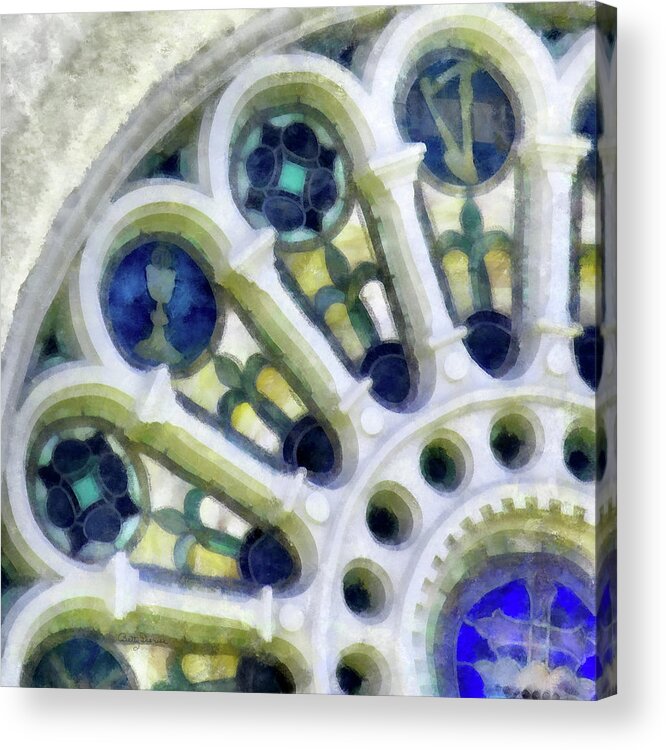 Stained Acrylic Print featuring the photograph Stained Glass Church Window by Betty Denise