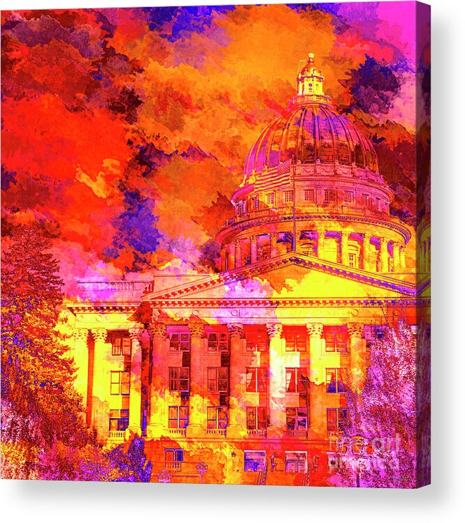 State Capitol Of Utah Acrylic Print featuring the mixed media State Capitol of Utah by David Millenheft