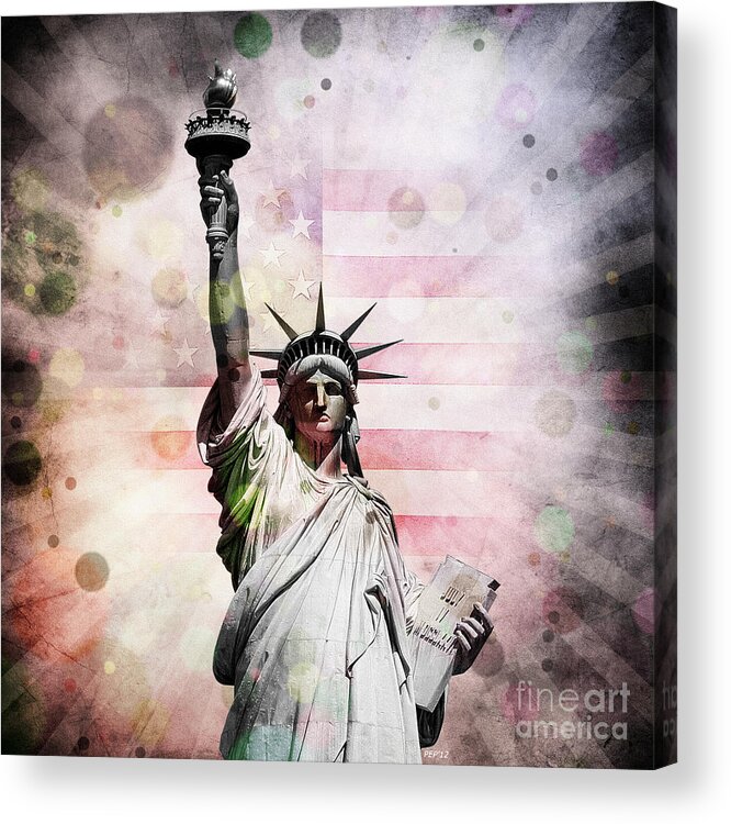 Graphic Design Acrylic Print featuring the digital art Statue of Liberty by Phil Perkins