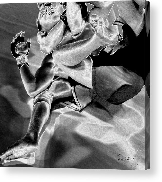 Black & White Acrylic Print featuring the photograph Steel Men Fighting 4 by Frederic A Reinecke