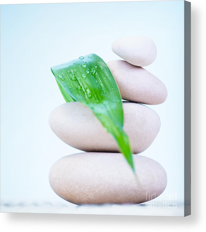 Abstract Acrylic Print featuring the photograph Still life of spa stones by Anna Om