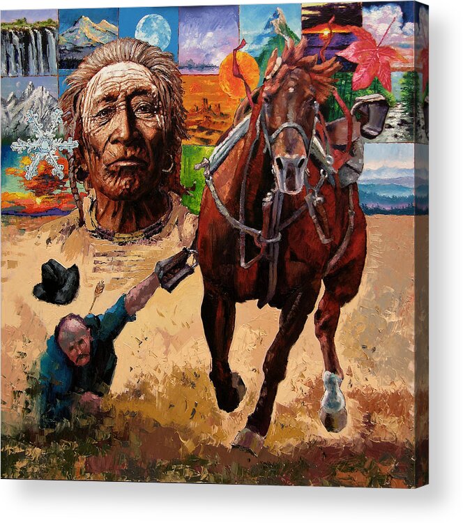 American Indian Acrylic Print featuring the painting Stolen Land by John Lautermilch