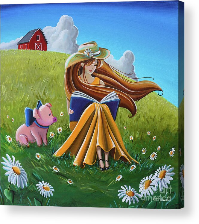 Farm Acrylic Print featuring the painting Storytime On The Farm by Cindy Thornton