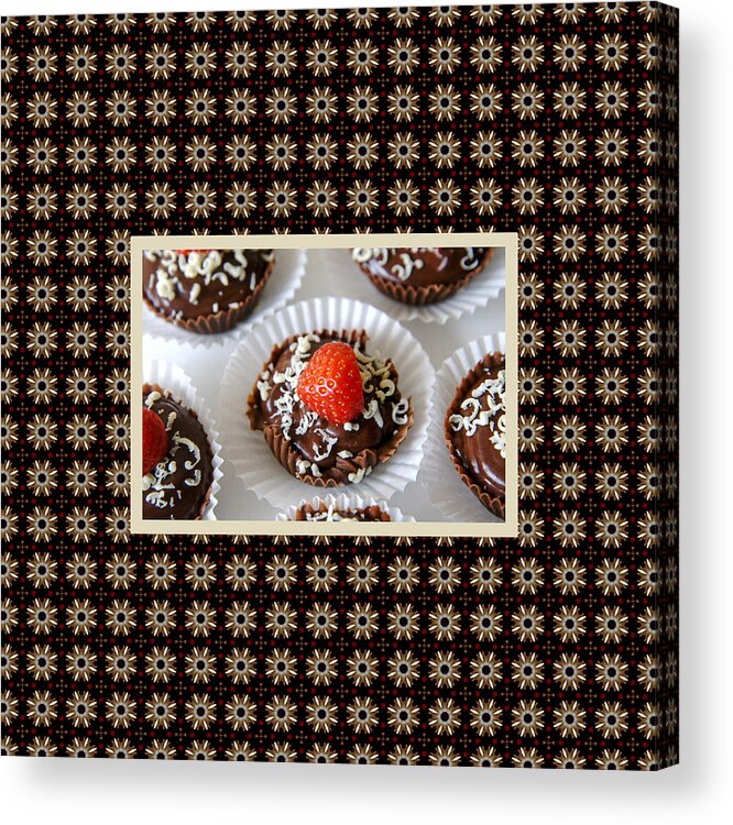 Food Acrylic Print featuring the photograph Strawberry and Dark Chocolate Mousse Dessert by Shelley Neff