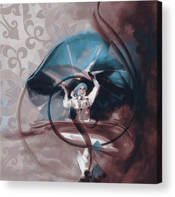 Tanoura Acrylic Print featuring the painting Sufi Whirl 11 Painting 725 6 by Mawra Tahreem