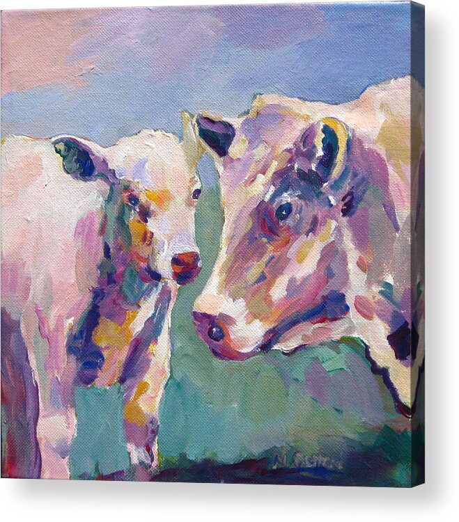 Cows Acrylic Print featuring the painting Summer in the meadow by Naomi Gerrard