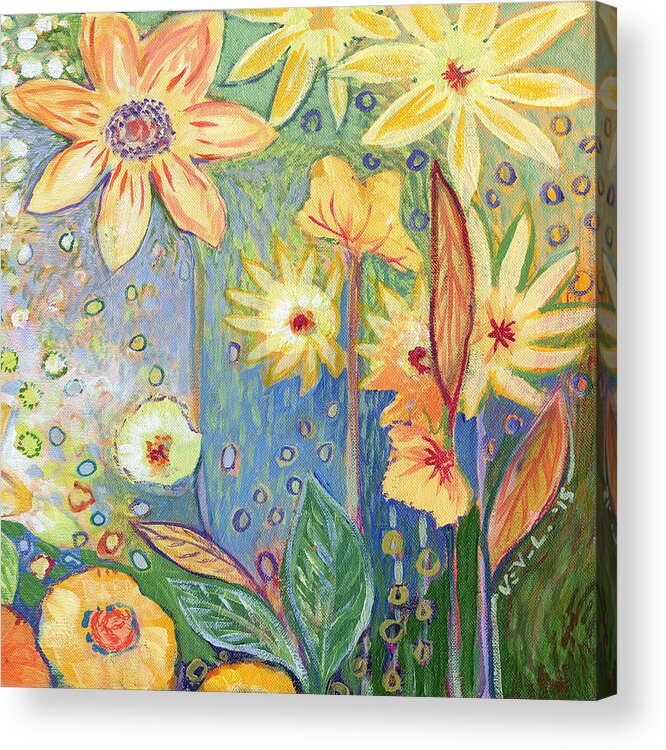 Sunflower Acrylic Print featuring the painting Sunflower Tropics Part 3 by Jennifer Lommers