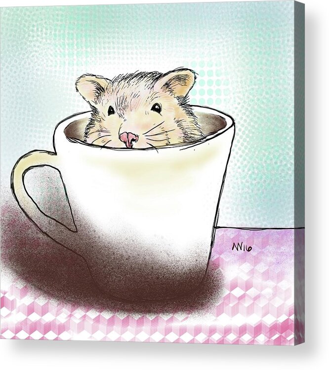 Hamster Acrylic Print featuring the digital art Super Cute Hamster by AnneMarie Welsh