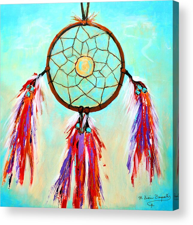 Red Acrylic Print featuring the painting Sweet Dream Catcher by M Diane Bonaparte