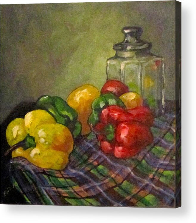 Peppers Acrylic Print featuring the painting Sweet Peppers by Barbara O'Toole
