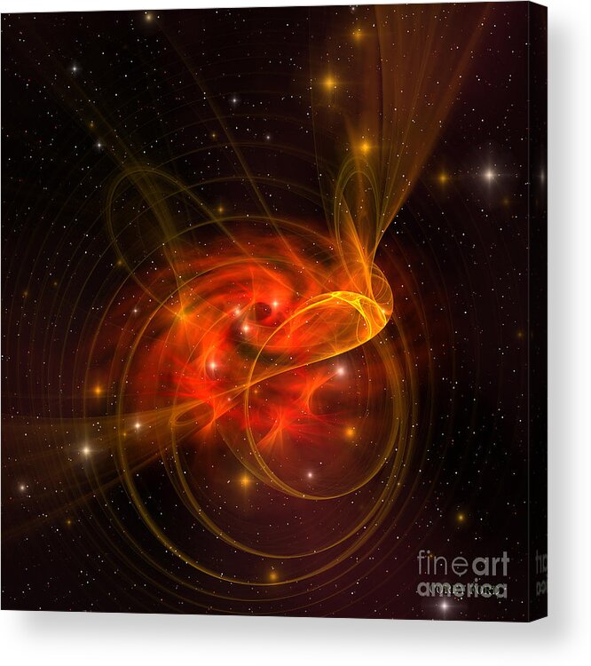 Science Fiction Acrylic Print featuring the painting Swirling Galaxy by Corey Ford
