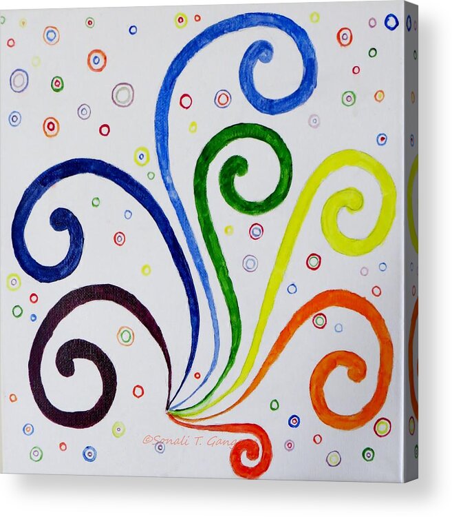 Vibgyor Combinations Acrylic Print featuring the painting Swirls by Sonali Gangane
