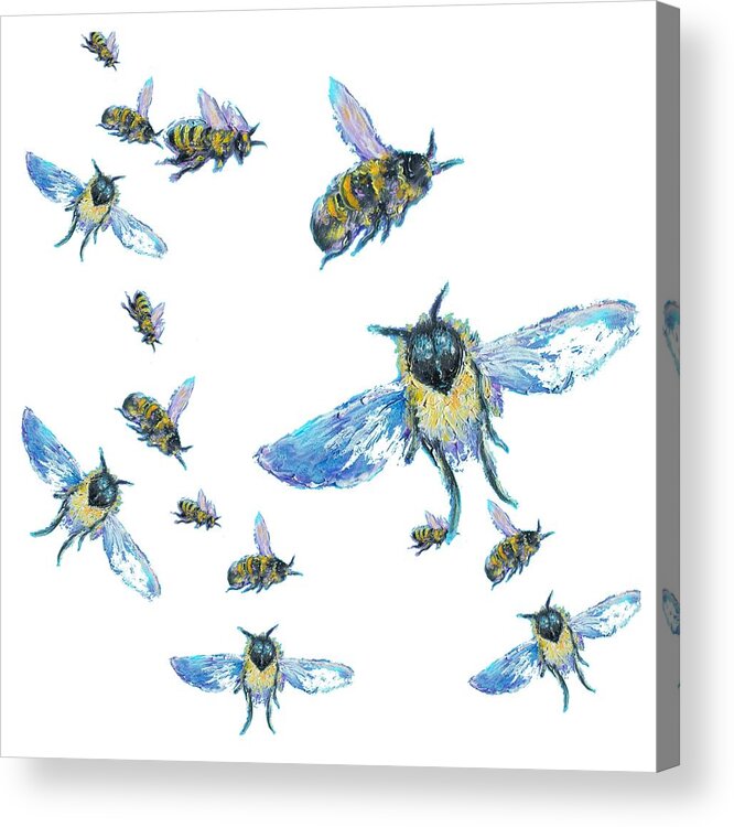 Bees Acrylic Print featuring the painting T-Shirt with bees design by Jan Matson