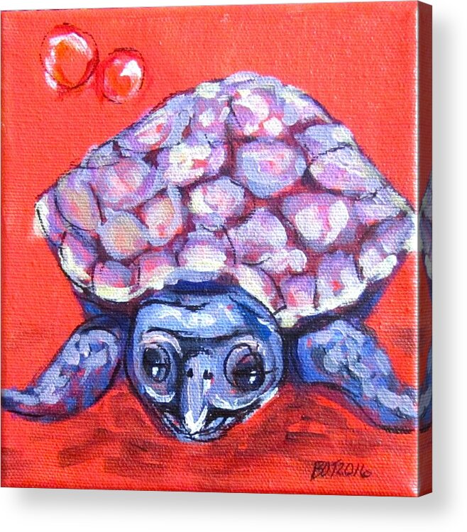 Turtle Acrylic Print featuring the painting Talula Turtle by Barbara O'Toole