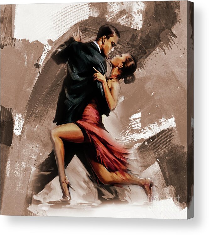 Flamenco Acrylic Print featuring the painting Tango Couple Dance art by Gull G