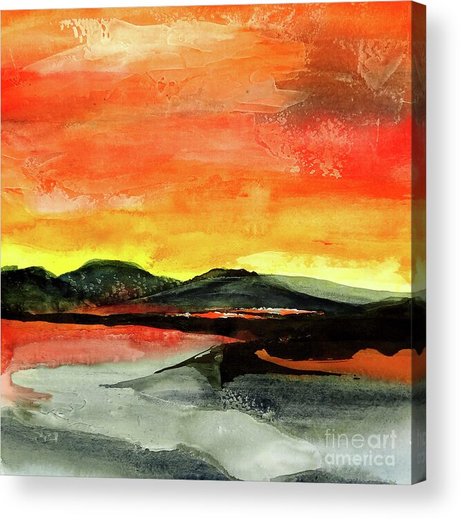 Original Watercolors Acrylic Print featuring the painting Taos Gold by Chris Paschke