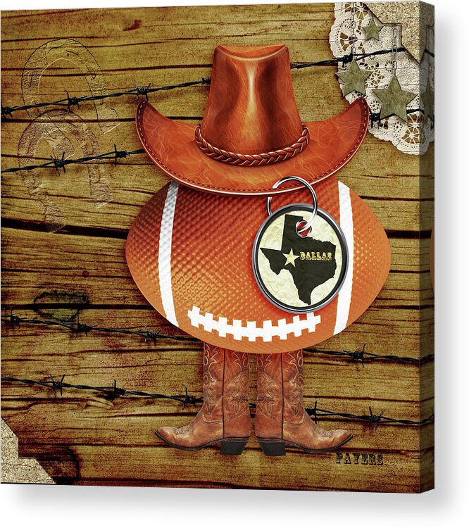 Texas Acrylic Print featuring the digital art Texas Football by Paula Ayers