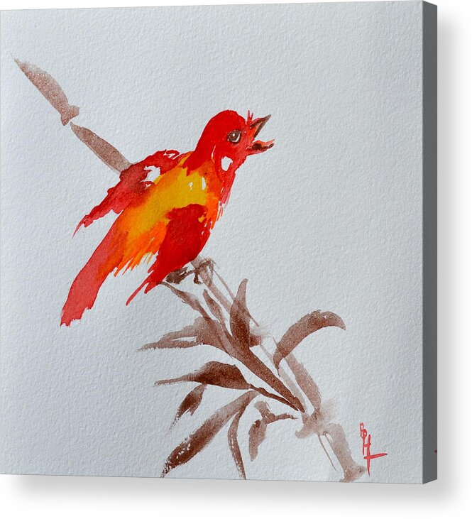 Bird Acrylic Print featuring the painting Thank You Bird by Beverley Harper Tinsley