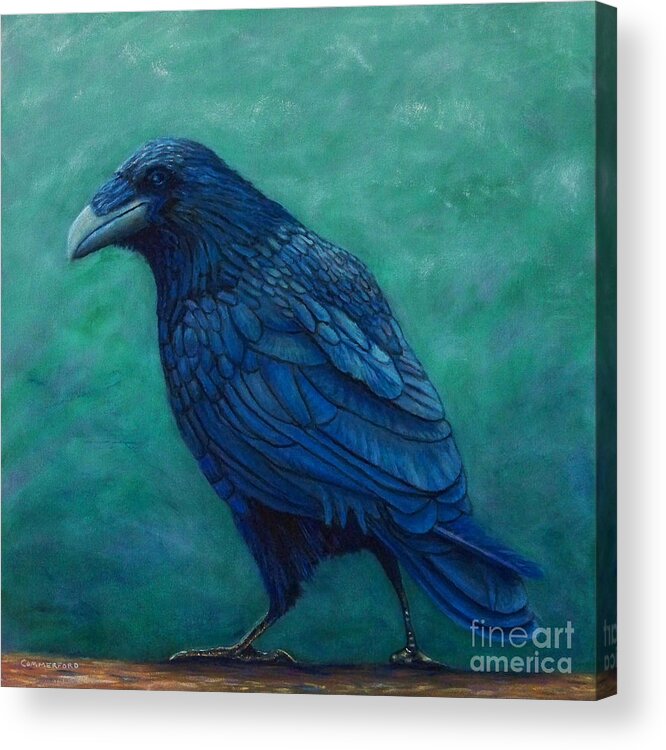Raven Acrylic Print featuring the painting The Ancient One by Brian Commerford