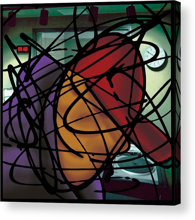 Abstract Acrylic Print featuring the painting The B-Boy As DJ by Ismael Cavazos