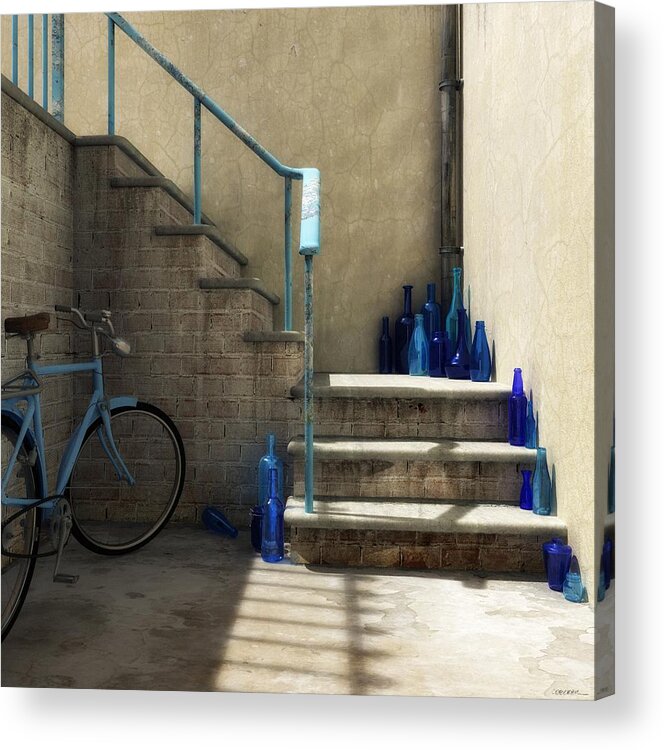Glass Acrylic Print featuring the digital art The Bottle Collector by Cynthia Decker