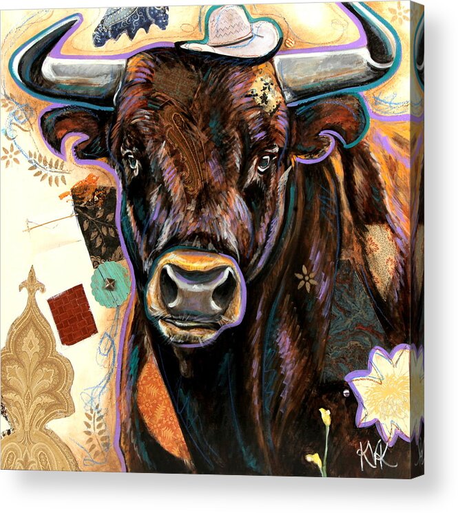 Bull Acrylic Print featuring the mixed media The Bull by Katia Von Kral