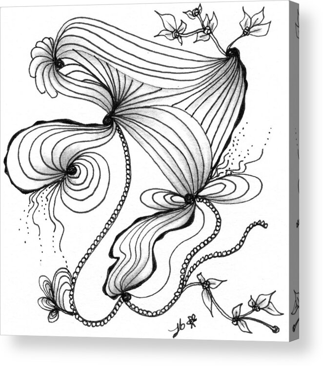 Zentangle Acrylic Print featuring the drawing The Dance by Jan Steinle