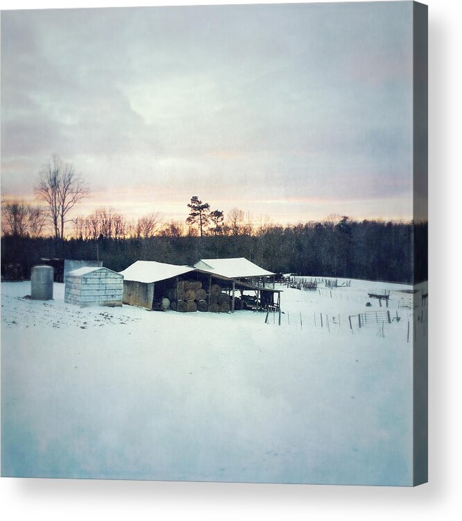 Photography Acrylic Print featuring the photograph The Farm In Snow At Sunset by Melissa D Johnston