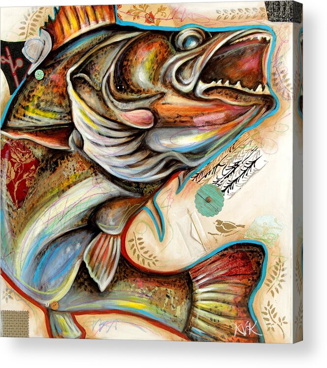 Fish Art Acrylic Print featuring the mixed media The Fish by Katia Von Kral