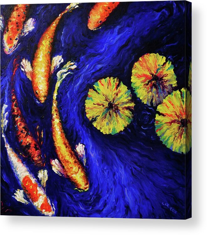 Koi Acrylic Print featuring the painting The Flow by Elizabeth Cox