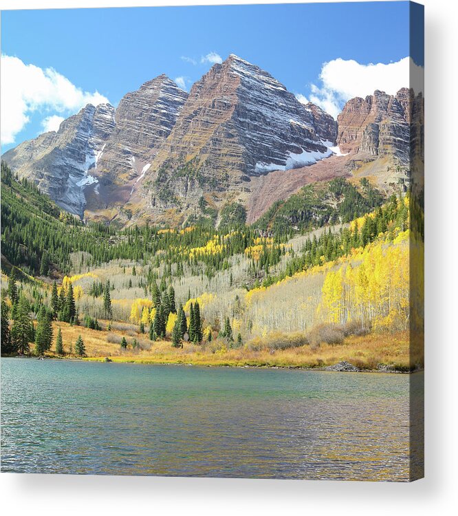 Colorado Acrylic Print featuring the photograph The Maroon Bells 2 by Eric Glaser