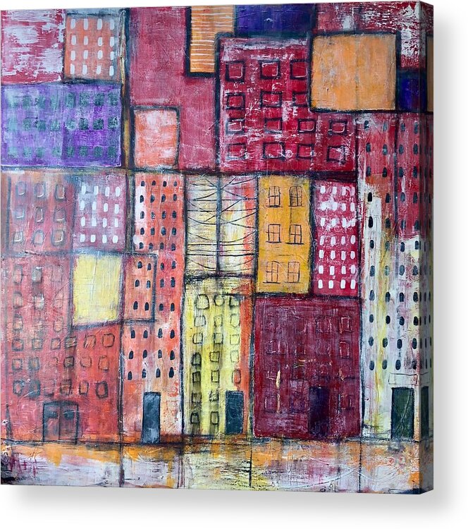 City Life Acrylic Print featuring the painting The place where you live by Monica Martin