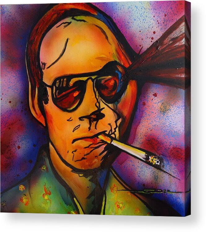 Gonzo Journalism Acrylic Print featuring the painting The psycho-delic Suicide of the Tambourine Man by Eric Dee