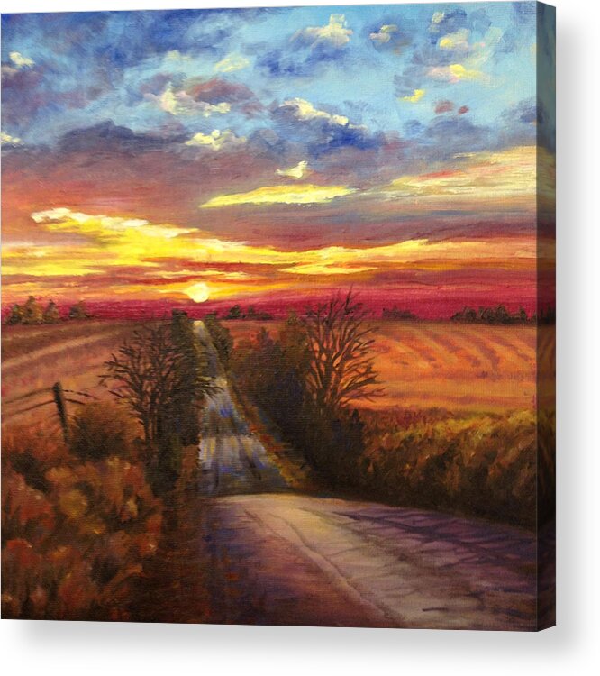 Kansas Acrylic Print featuring the painting The Road Home by Rod Seel