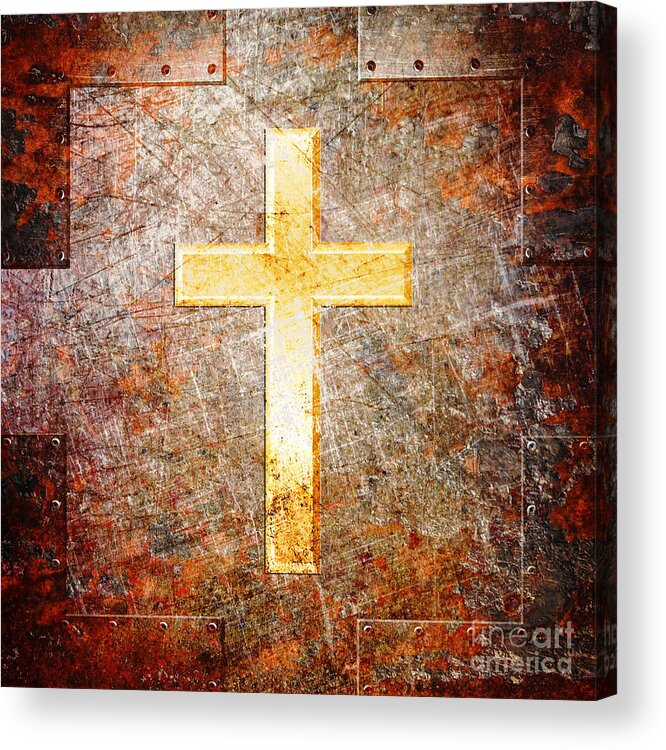 Cross Acrylic Print featuring the digital art The Savior by Fred Ber