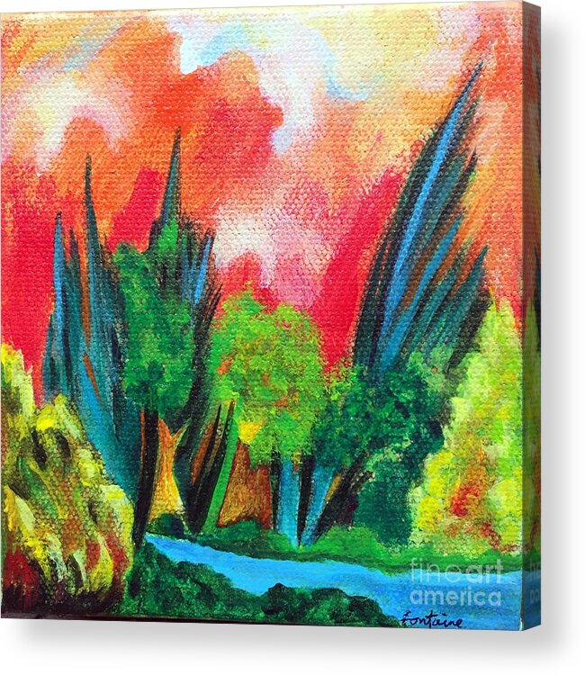 Landscape Acrylic Print featuring the painting The Secret Stream by Elizabeth Fontaine-Barr
