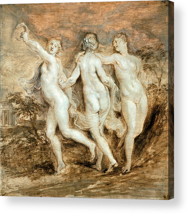 Peter Paul Rubens Acrylic Print featuring the painting The Three Graces 3 by Peter Paul Rubens