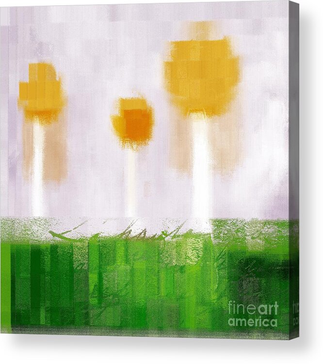 Trees Acrylic Print featuring the digital art The Three Trees - 3305-t3t by Variance Collections