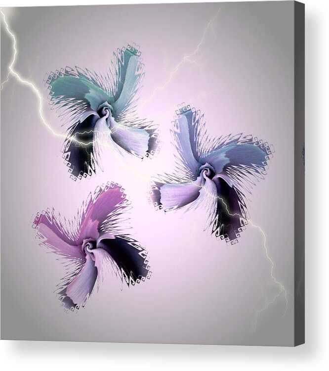 Butterfly Acrylic Print featuring the mixed media The Thunderbolt Dance of Rose Butterflies - 2 by Jacqueline Migell