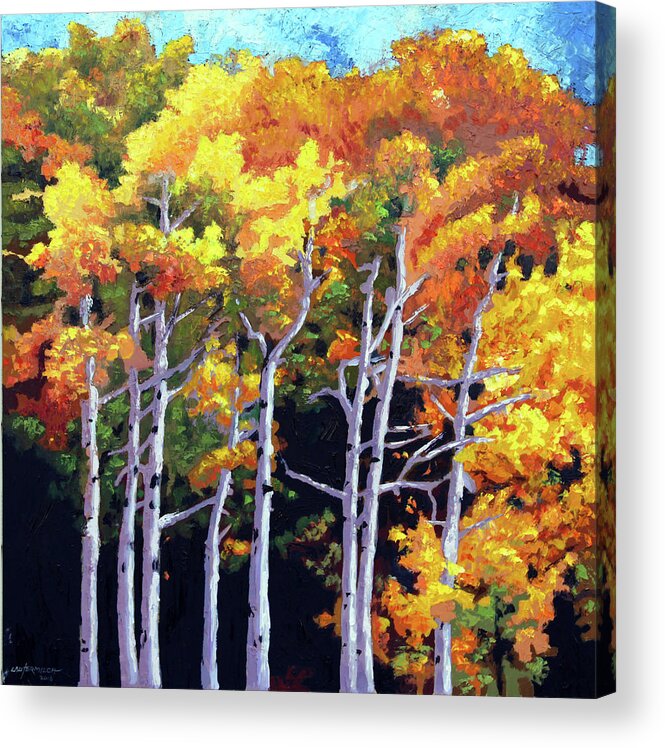 Aspens Acrylic Print featuring the painting The Transition by John Lautermilch