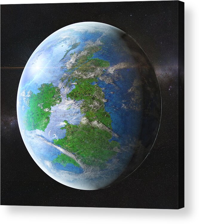 Planet Acrylic Print featuring the digital art The Ultimate Brexit by Frans Blok