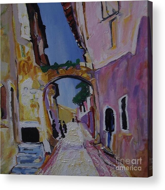 Acrylic Painting Acrylic Print featuring the painting The Village Arch by Denise Morgan