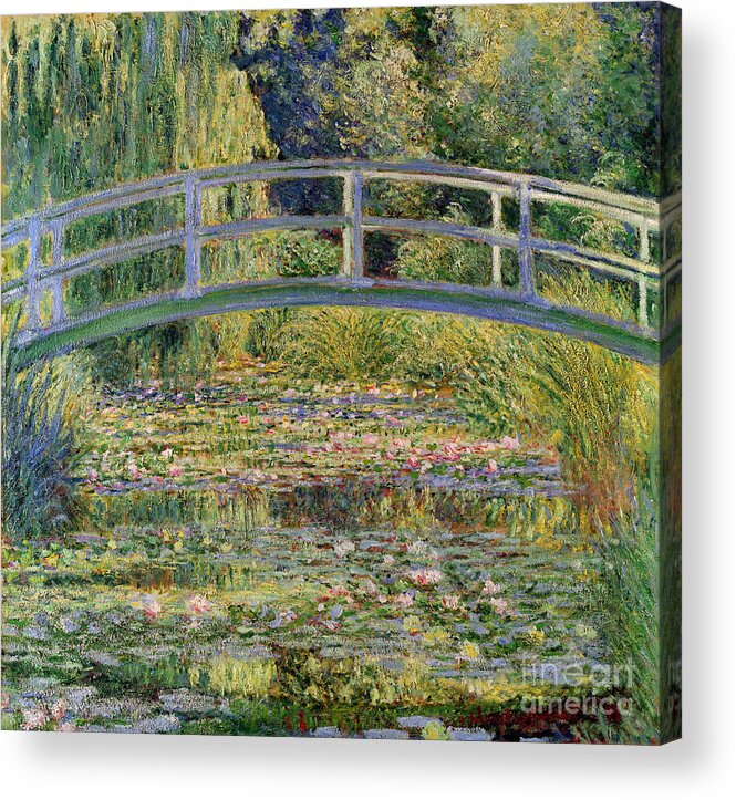 The Acrylic Print featuring the painting The Waterlily Pond with the Japanese Bridge by Claude Monet
