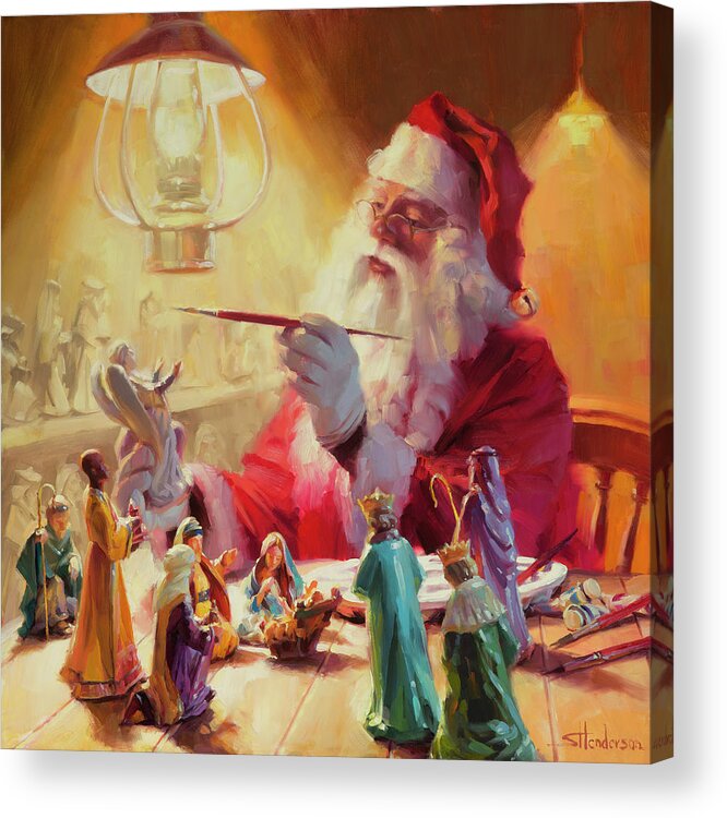 Santa Acrylic Print featuring the painting These Gifts Are Better Than Toys by Steve Henderson