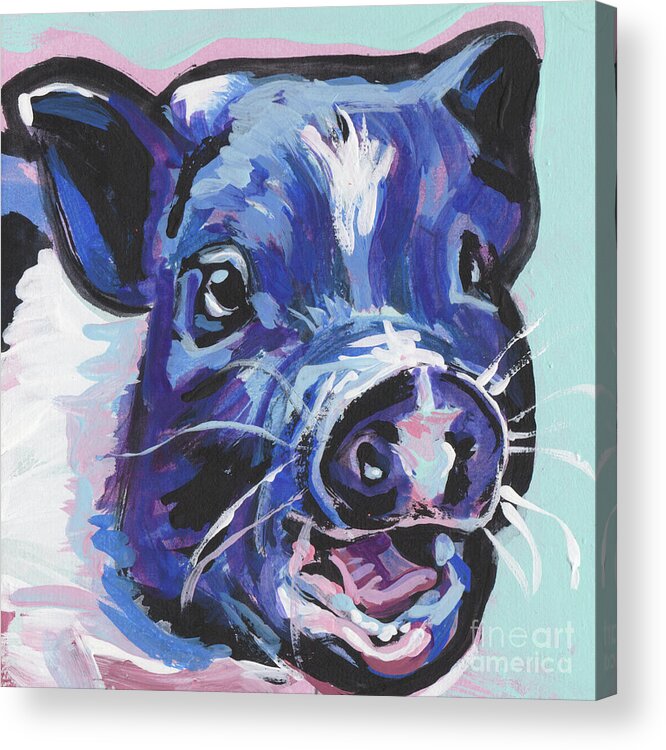 Mini Pig Acrylic Print featuring the painting This Little Piggy by Lea
